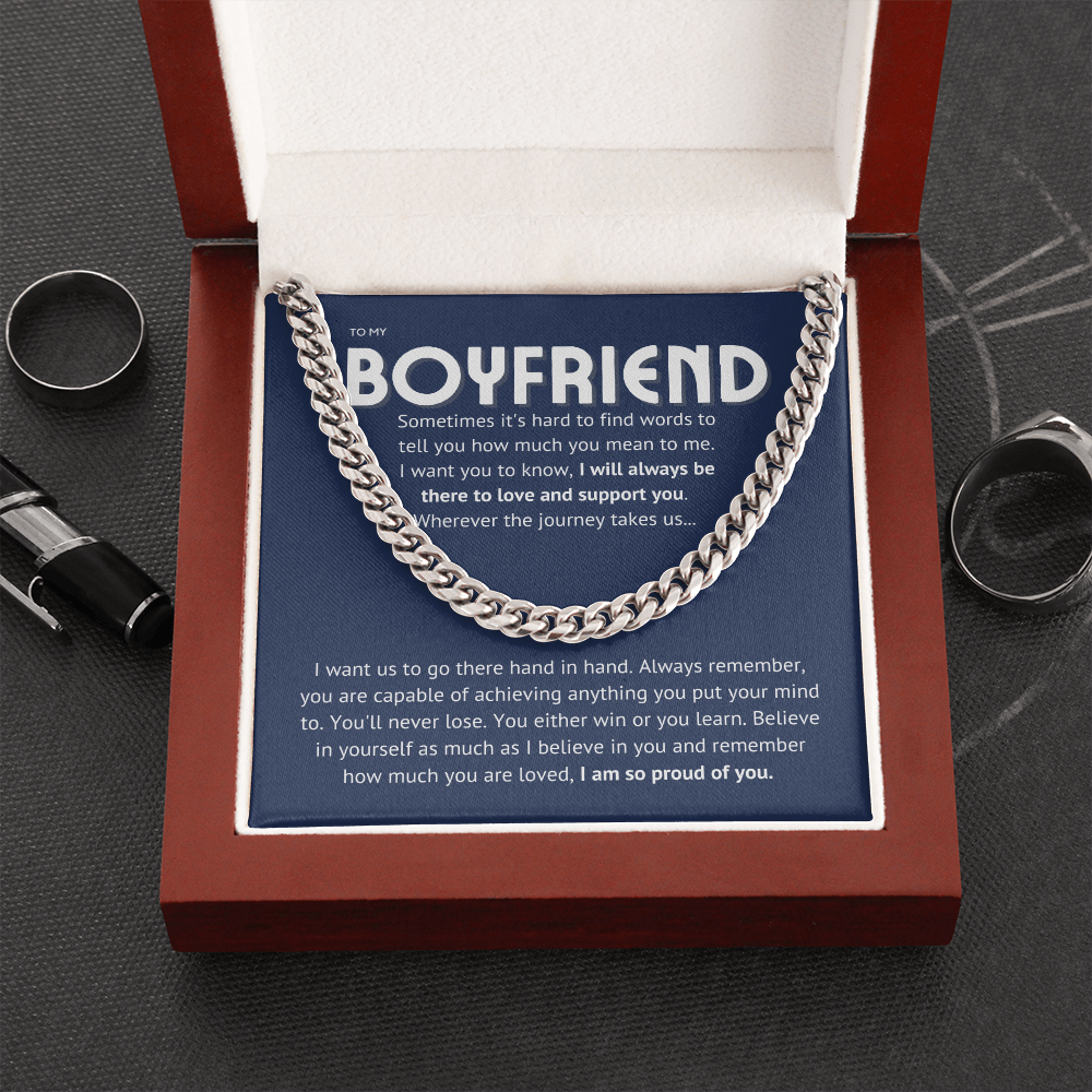 To my boyfriend - proud of you II Cuban link, blue