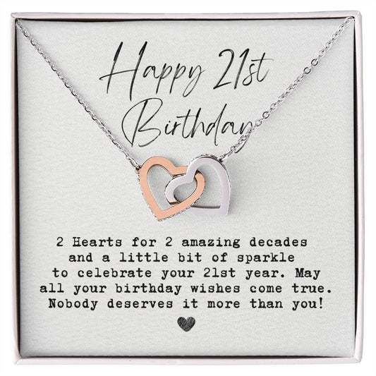 21st bday gift for her, 2 Hearts Connected