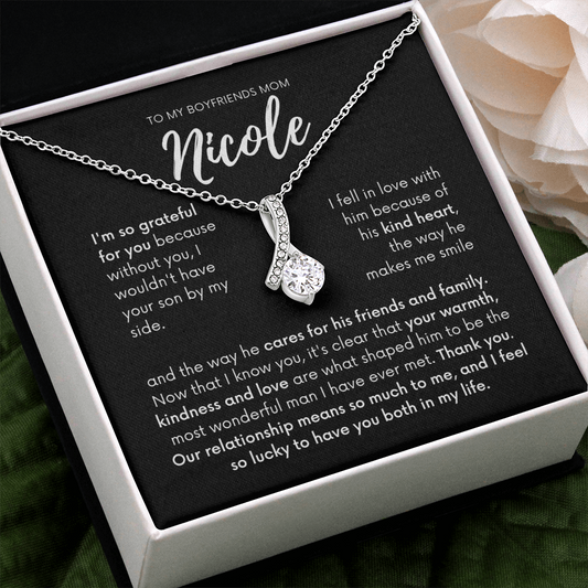 Personalized - To my Boyfriends mom, Your son by my side, Bfm4 black