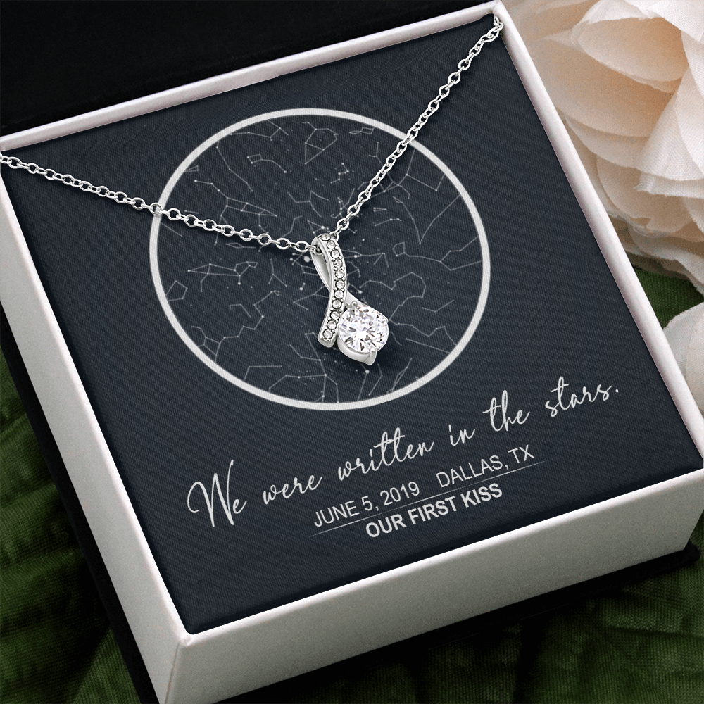 Star map 2, Stars aligned quote, custom star map, personalized, necklace Alluring Beauty - Star Map 2