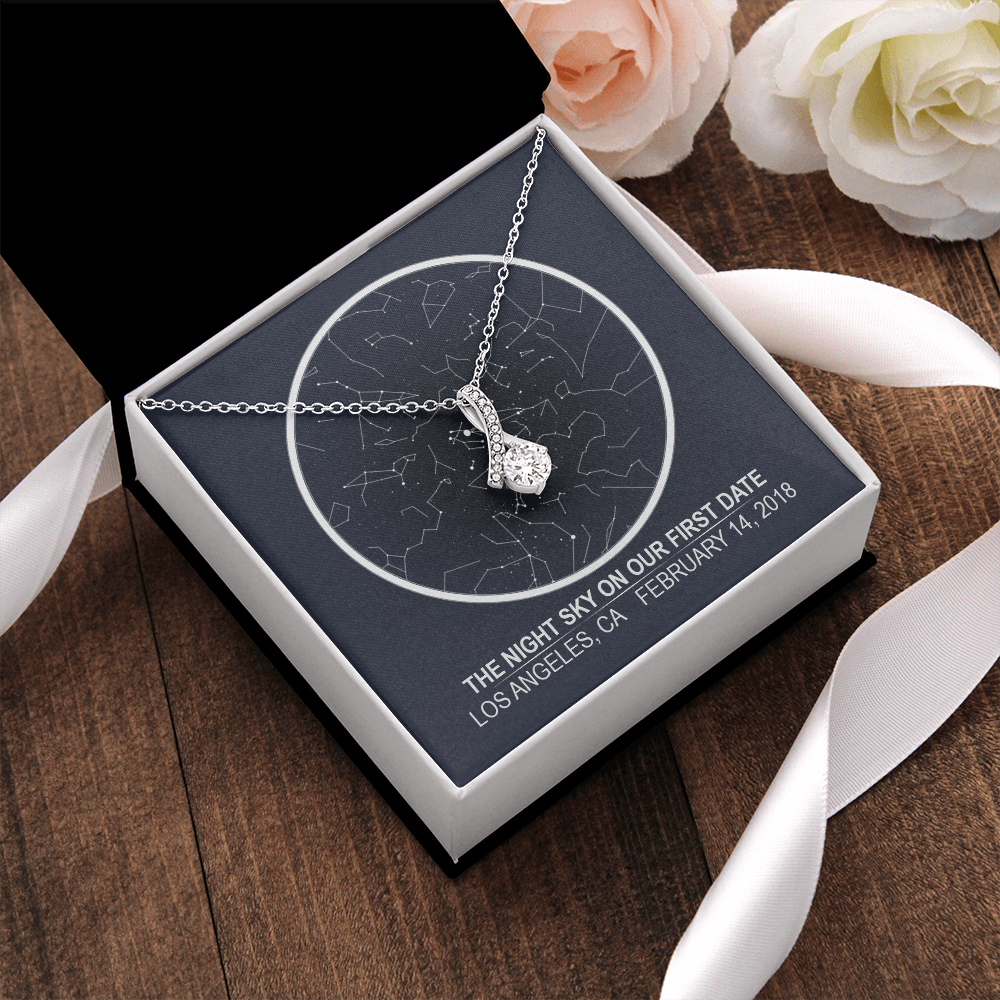 Star map 3 - first date Stars aligned quote, custom star map, personalized, necklace Alluring Beauty - Star Map 2