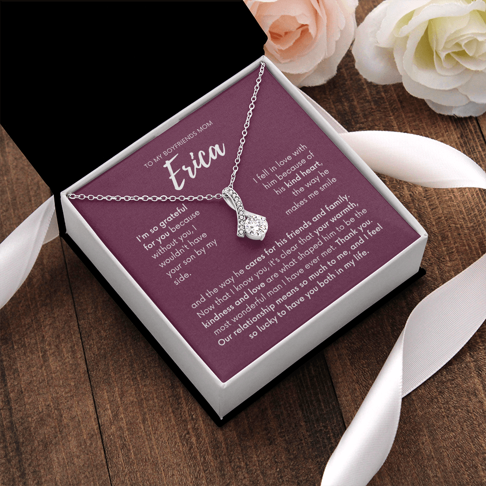 Personalized - To my Boyfriends mom, Your son by my side, wine Bfm4