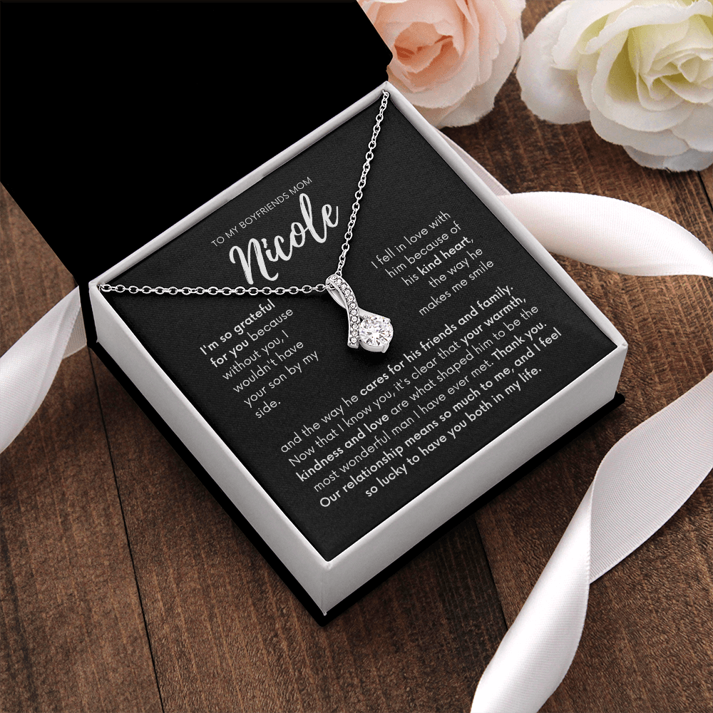 Personalized - To my Boyfriends mom, Your son by my side, Bfm4 black