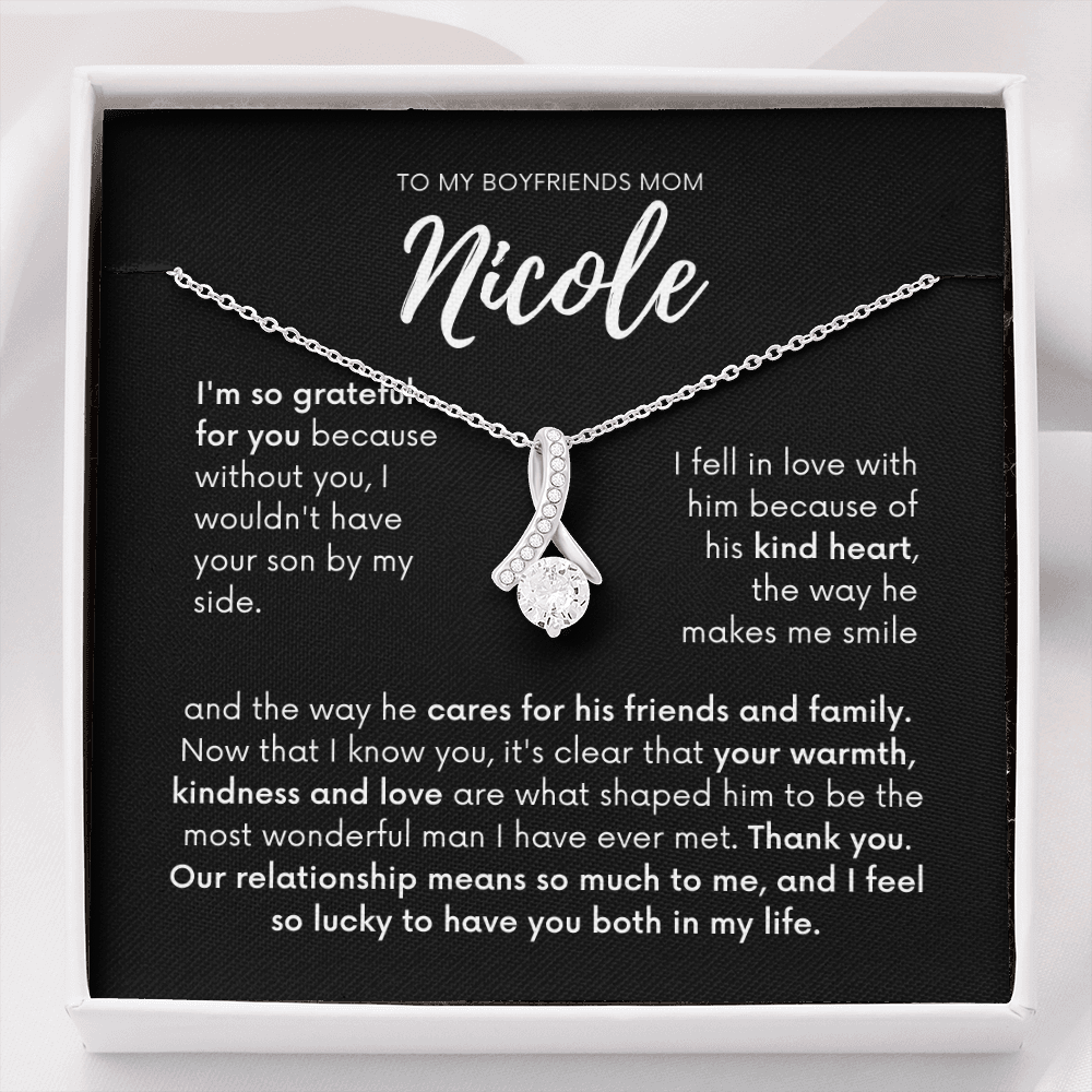 Personalized - To my Boyfriends mom, Your son by my side, Bfm4 black