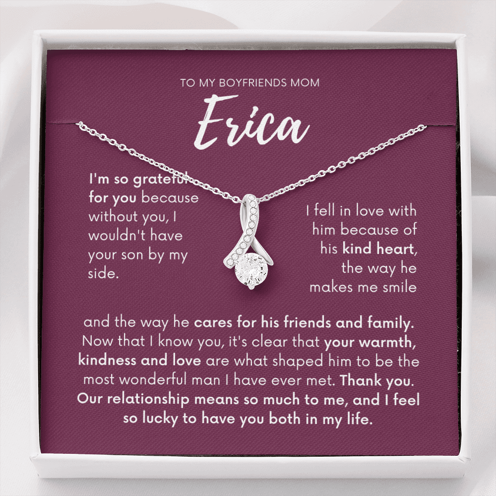 Personalized - To my Boyfriends mom, Your son by my side, wine Bfm4
