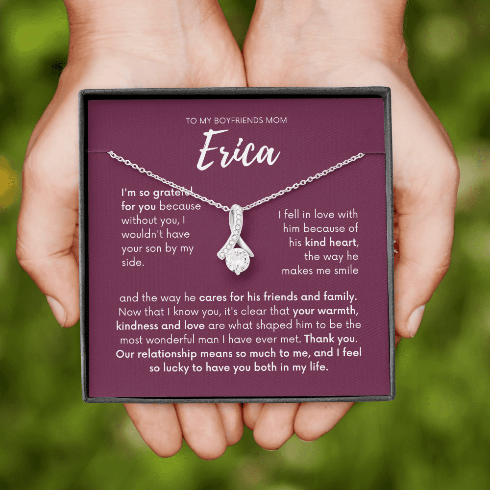 Personalized - To my Boyfriends mom, Your son by my side, wine Bfm4