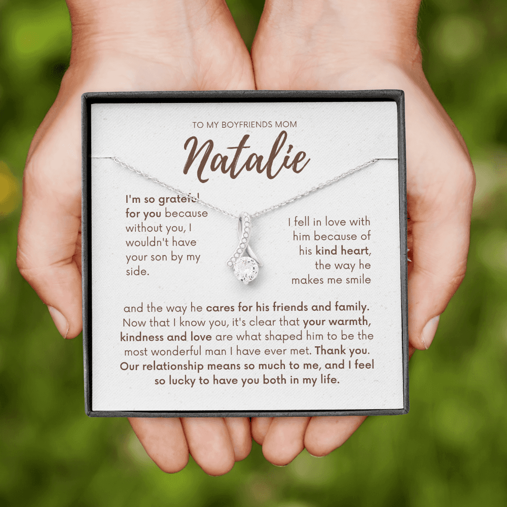 Personalized - To my Boyfriends mom, Your son by my side, Bfm4 brown