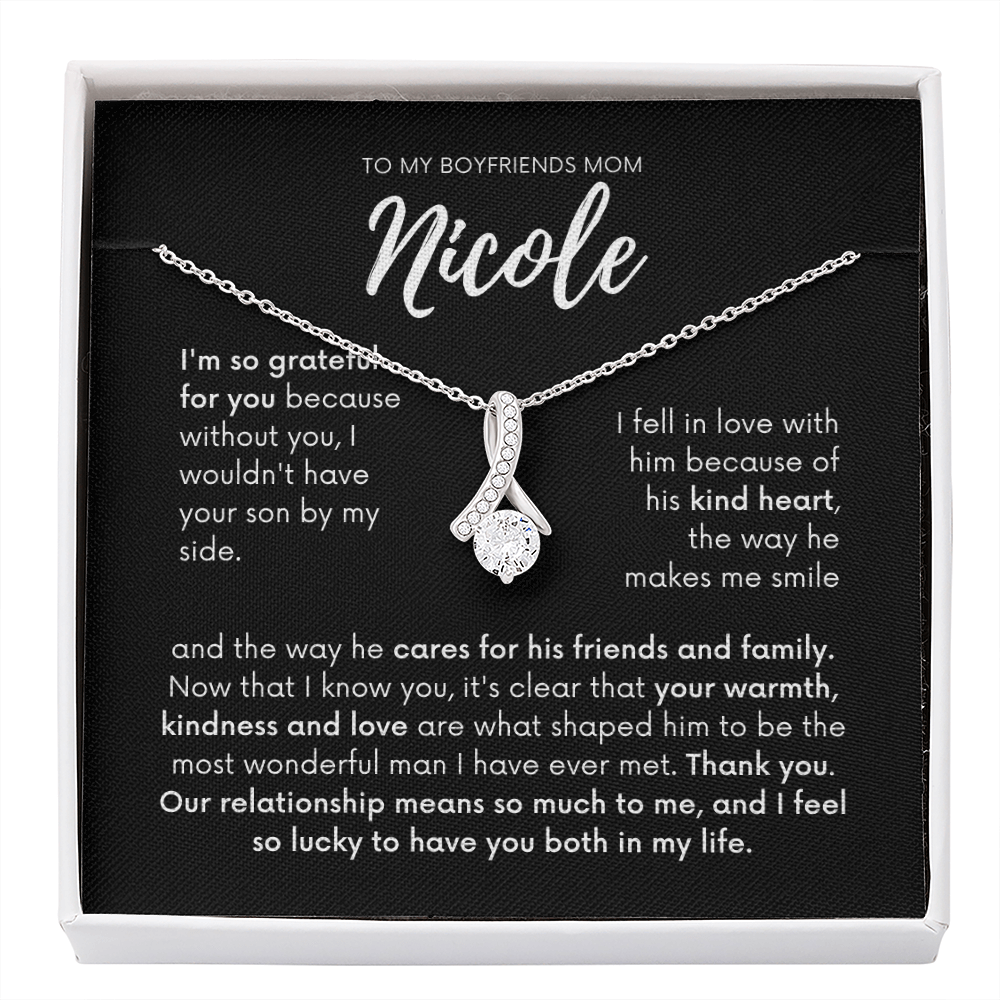 Personalized - To my Boyfriends mom, Your son by my side, Bfm4 black