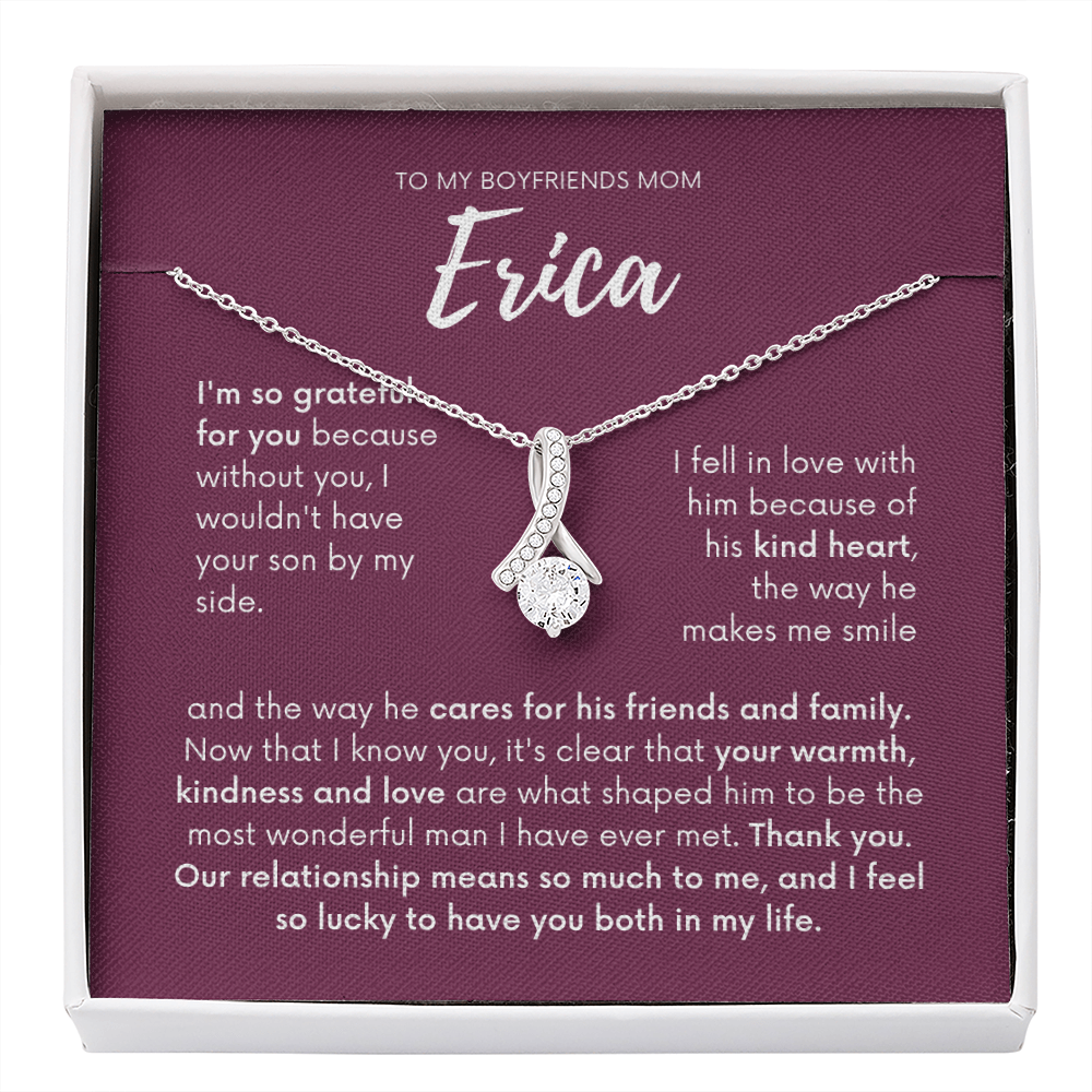 Personalized - To my Boyfriends mom, Your son by my side, wine Bfm4