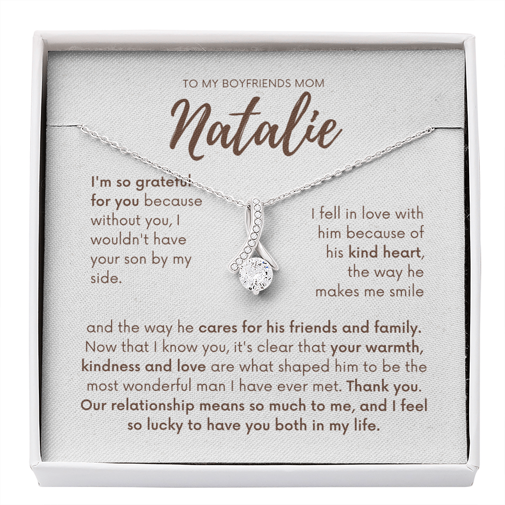 Personalized - To my Boyfriends mom, Your son by my side, Bfm4 brown