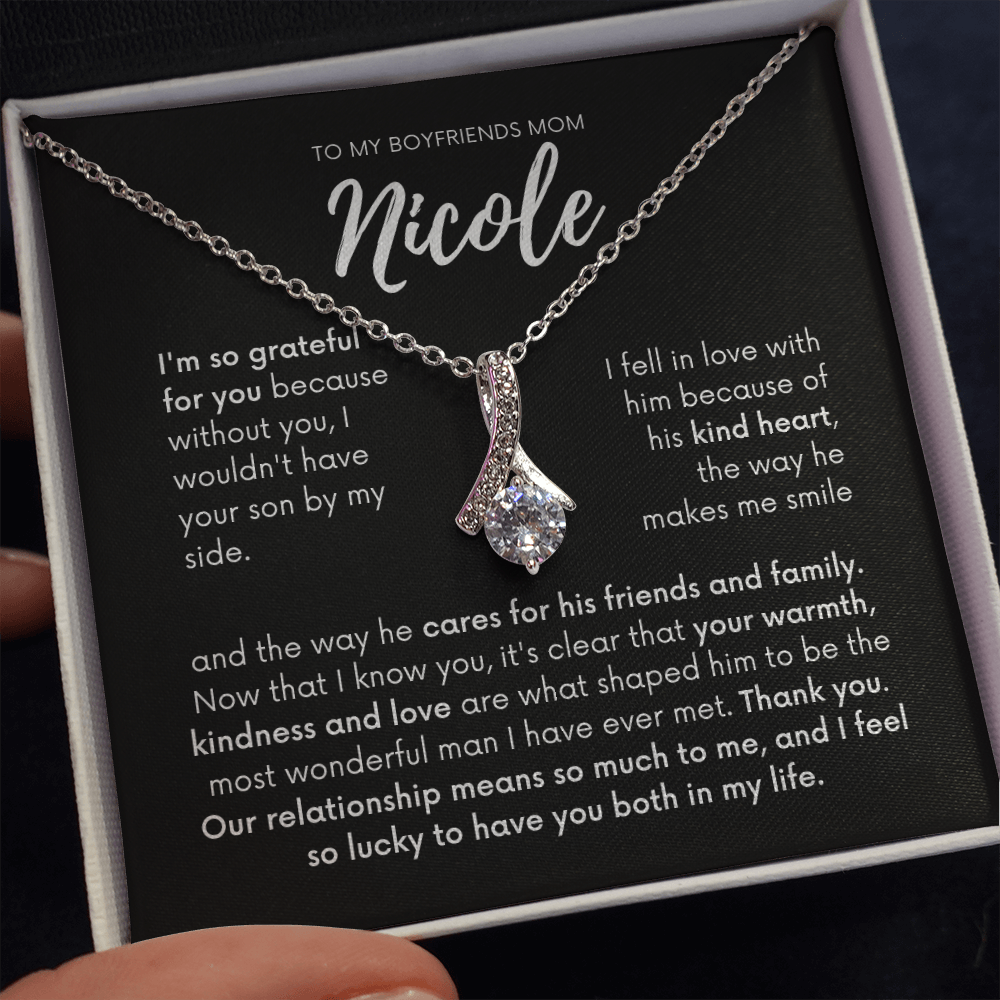 Personalized - To my Boyfriends mom, Your son by my side, Bfm4 black