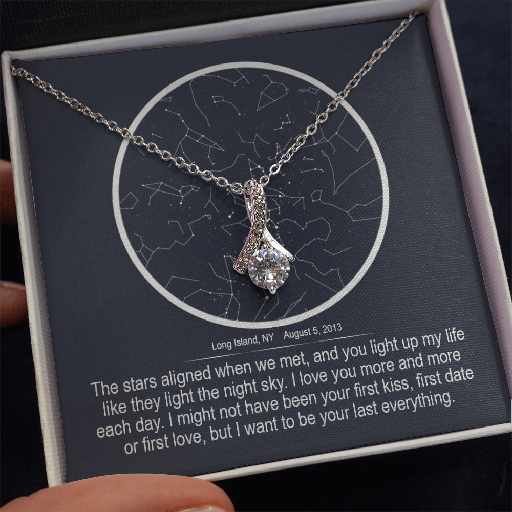Stars aligned quote, custom star map, personalized, necklace Alluring Beauty - Star Map 2