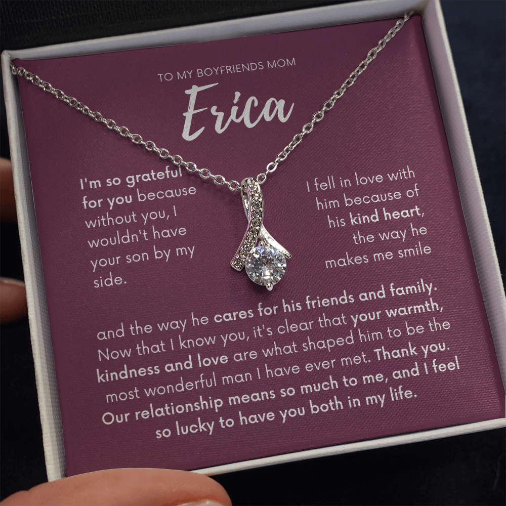 Personalized - To my Boyfriends mom, Your son by my side, wine Bfm4