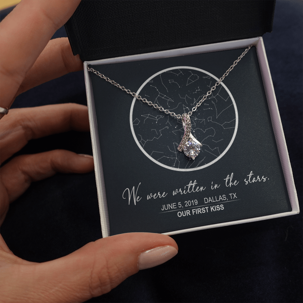 Star map 2, Stars aligned quote, custom star map, personalized, necklace Alluring Beauty - Star Map 2