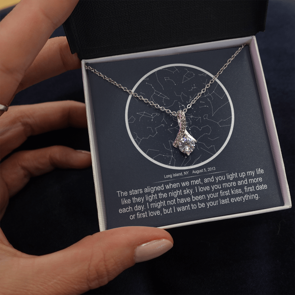 Stars aligned quote, custom star map, personalized, necklace Alluring Beauty - Star Map 2