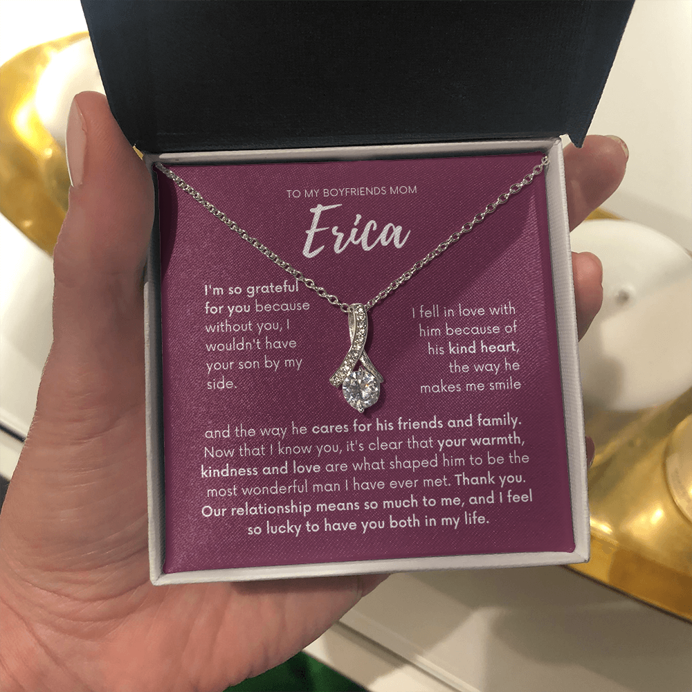 Personalized - To my Boyfriends mom, Your son by my side, wine Bfm4