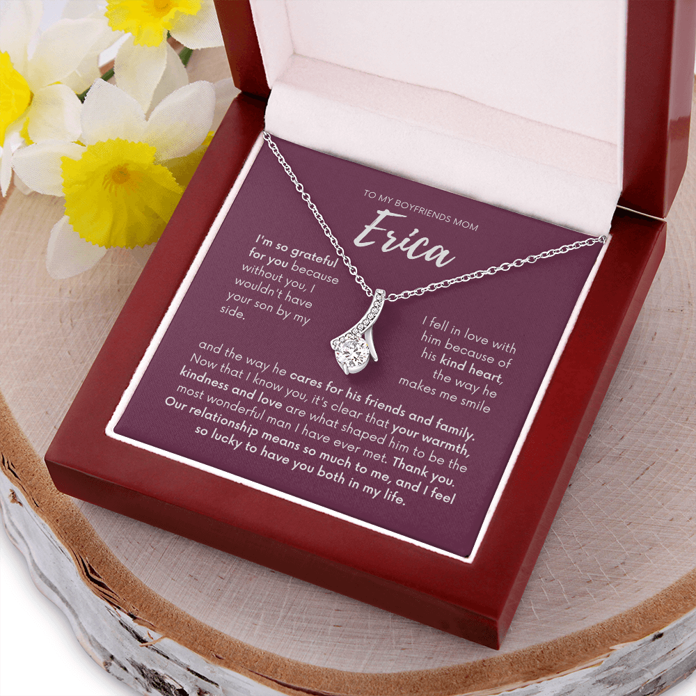 Personalized - To my Boyfriends mom, Your son by my side, wine Bfm4