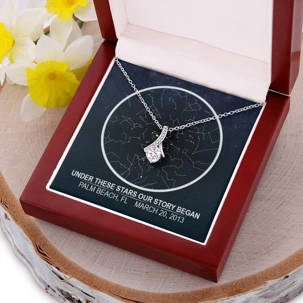 Personalized NIght Sky, Stars aligned quote, custom star map, personalized, necklace Alluring Beauty - Star Map 2