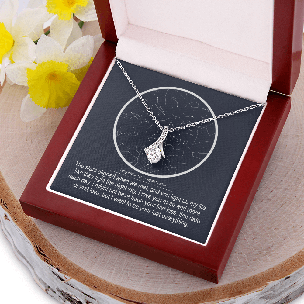 Stars aligned quote, custom star map, personalized, necklace Alluring Beauty - Star Map 2
