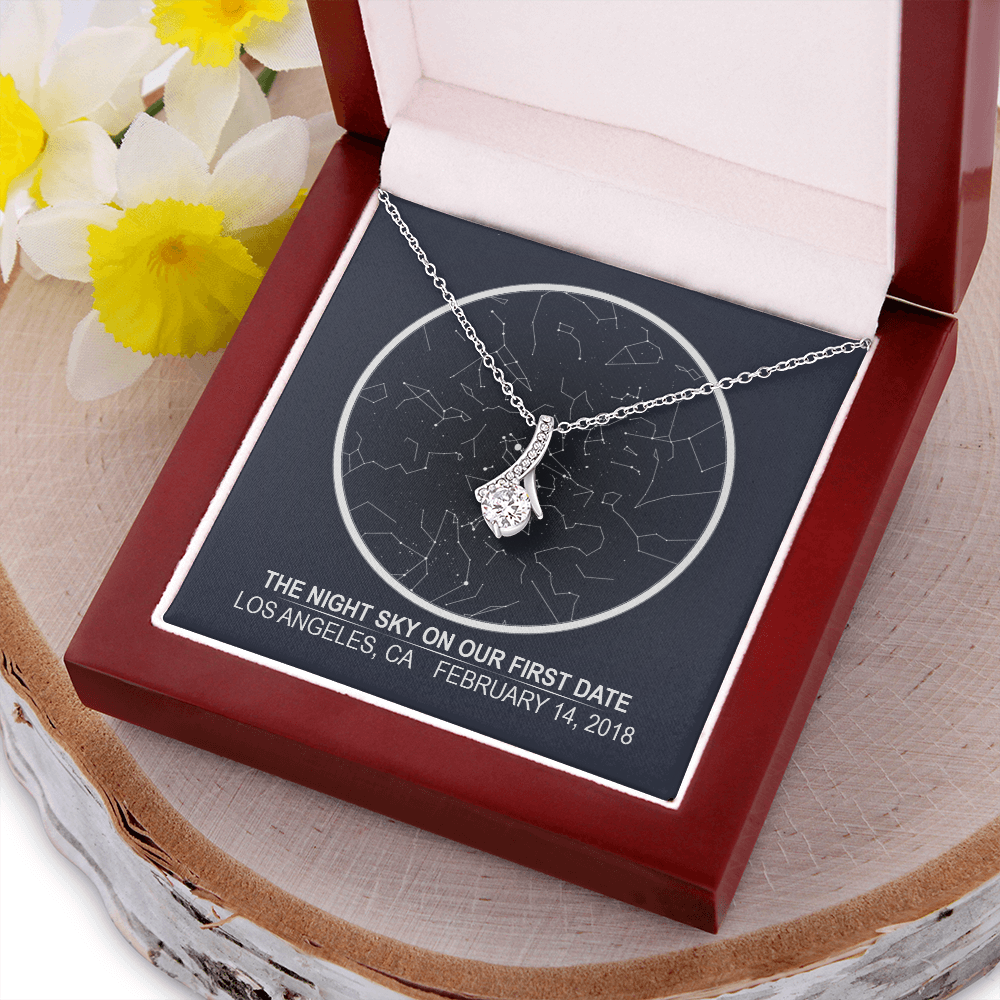 Star map 3 - first date Stars aligned quote, custom star map, personalized, necklace Alluring Beauty - Star Map 2