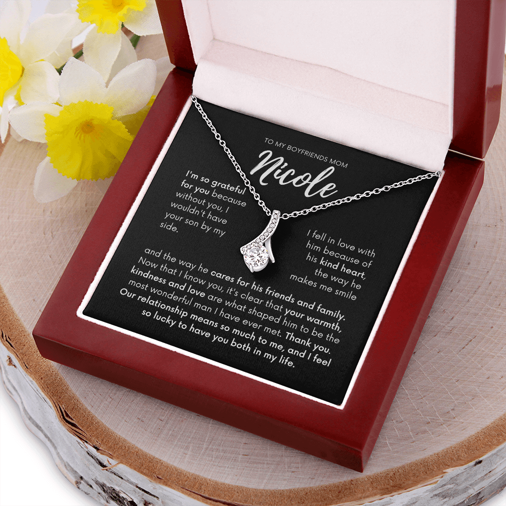 Personalized - To my Boyfriends mom, Your son by my side, Bfm4 black
