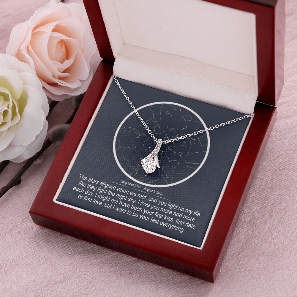 Stars aligned quote, custom star map, personalized, necklace Alluring Beauty - Star Map 2