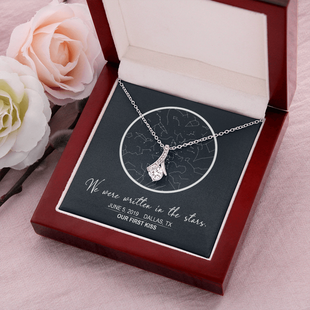 Star map 2, Stars aligned quote, custom star map, personalized, necklace Alluring Beauty - Star Map 2