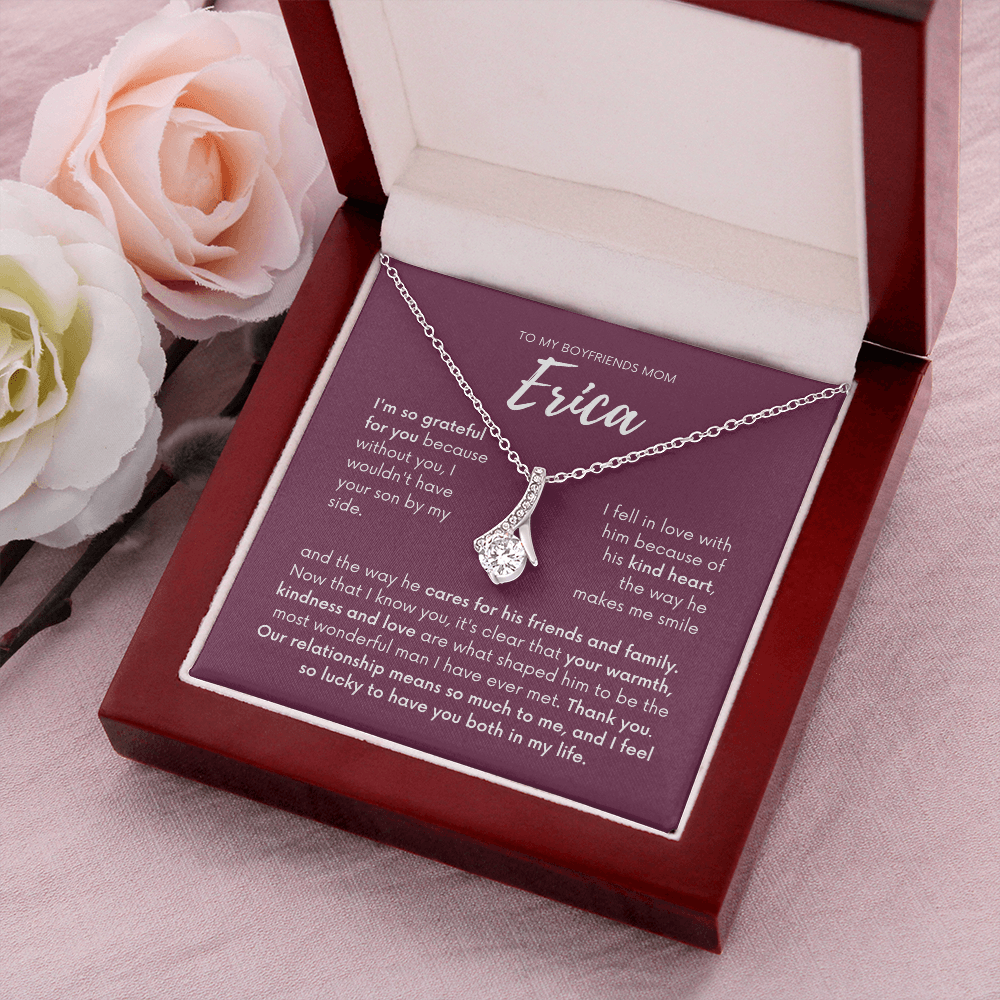 Personalized - To my Boyfriends mom, Your son by my side, wine Bfm4