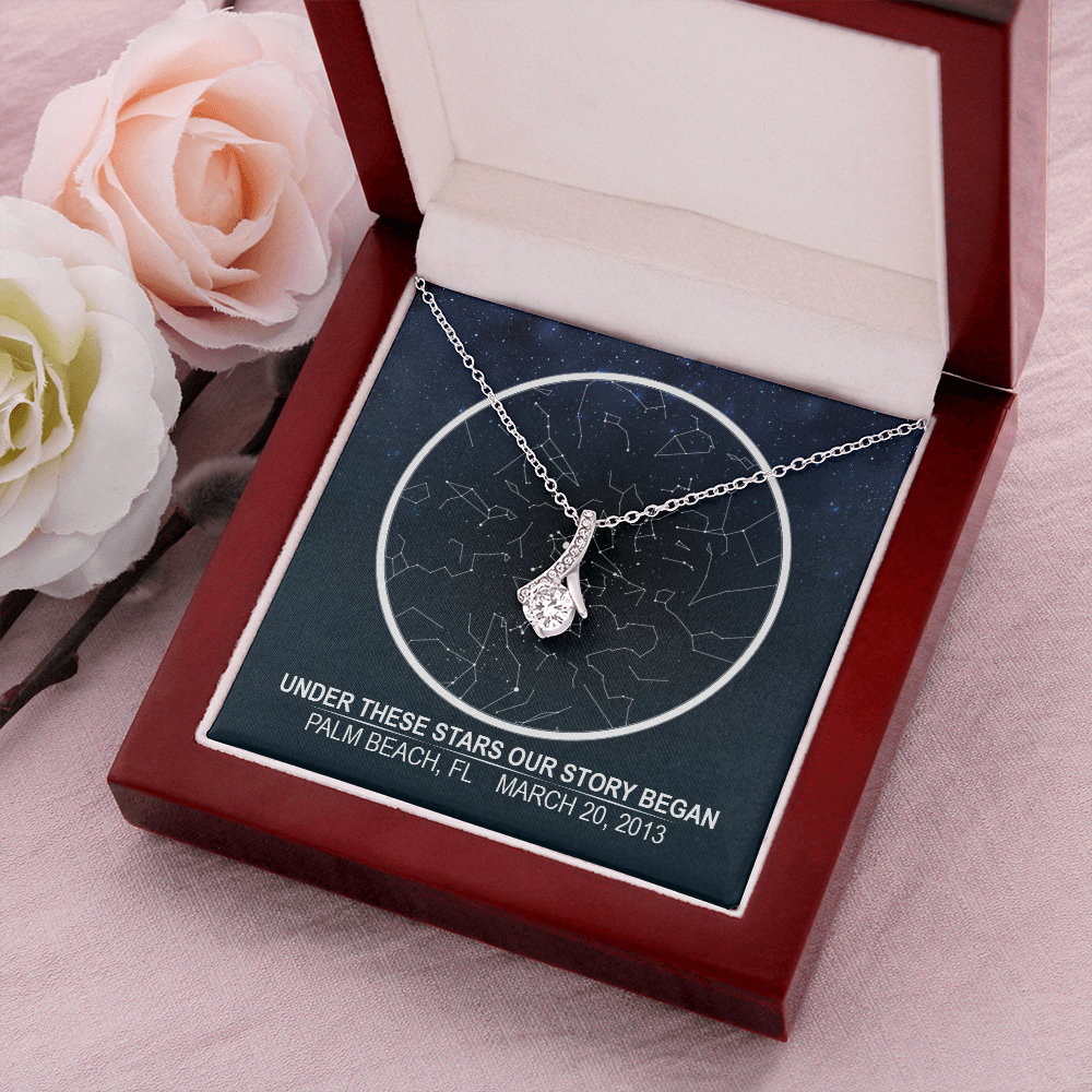 Personalized NIght Sky, Stars aligned quote, custom star map, personalized, necklace Alluring Beauty - Star Map 2