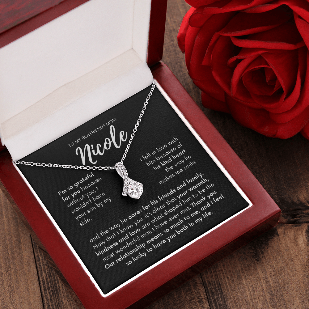 Personalized - To my Boyfriends mom, Your son by my side, Bfm4 black