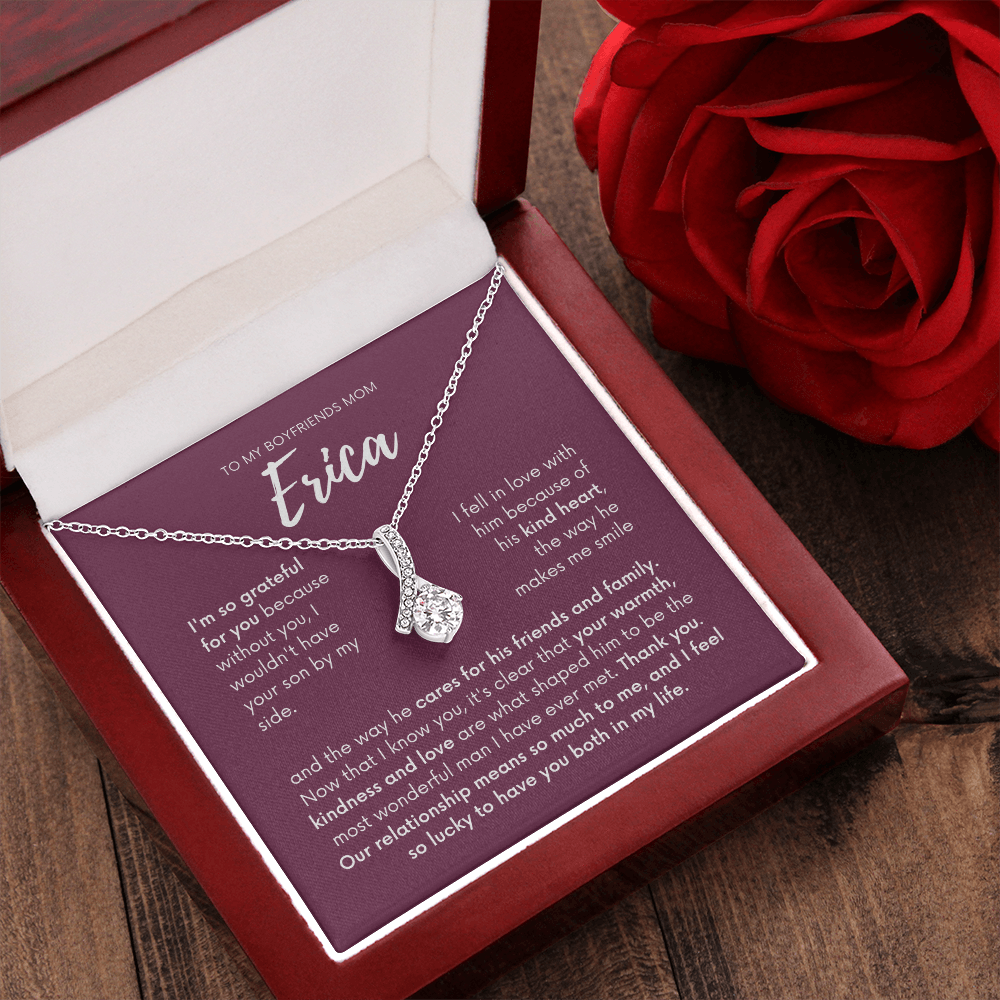 Personalized - To my Boyfriends mom, Your son by my side, wine Bfm4