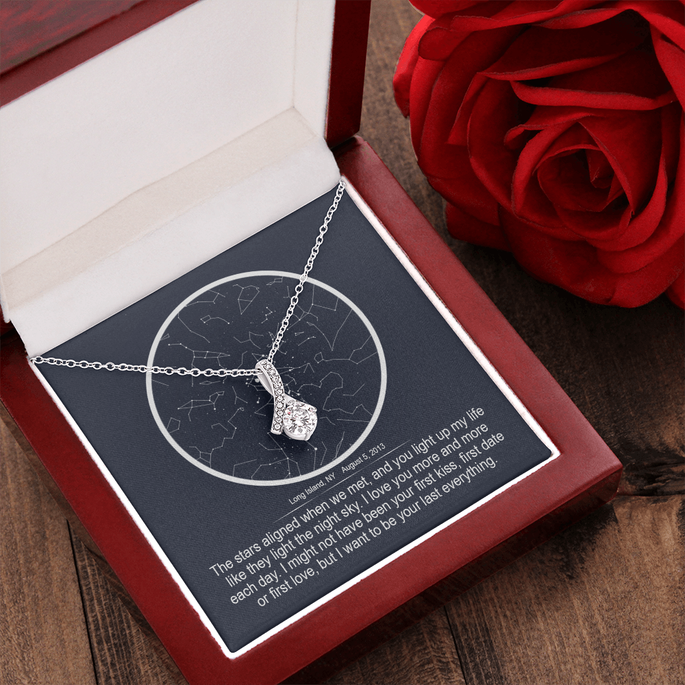 Stars aligned quote, custom star map, personalized, necklace Alluring Beauty - Star Map 2