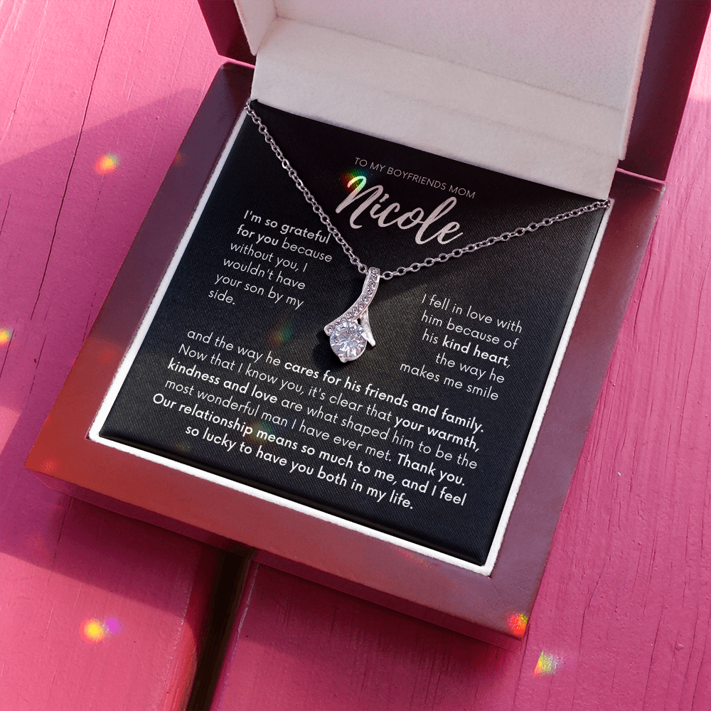 Personalized - To my Boyfriends mom, Your son by my side, Bfm4 black