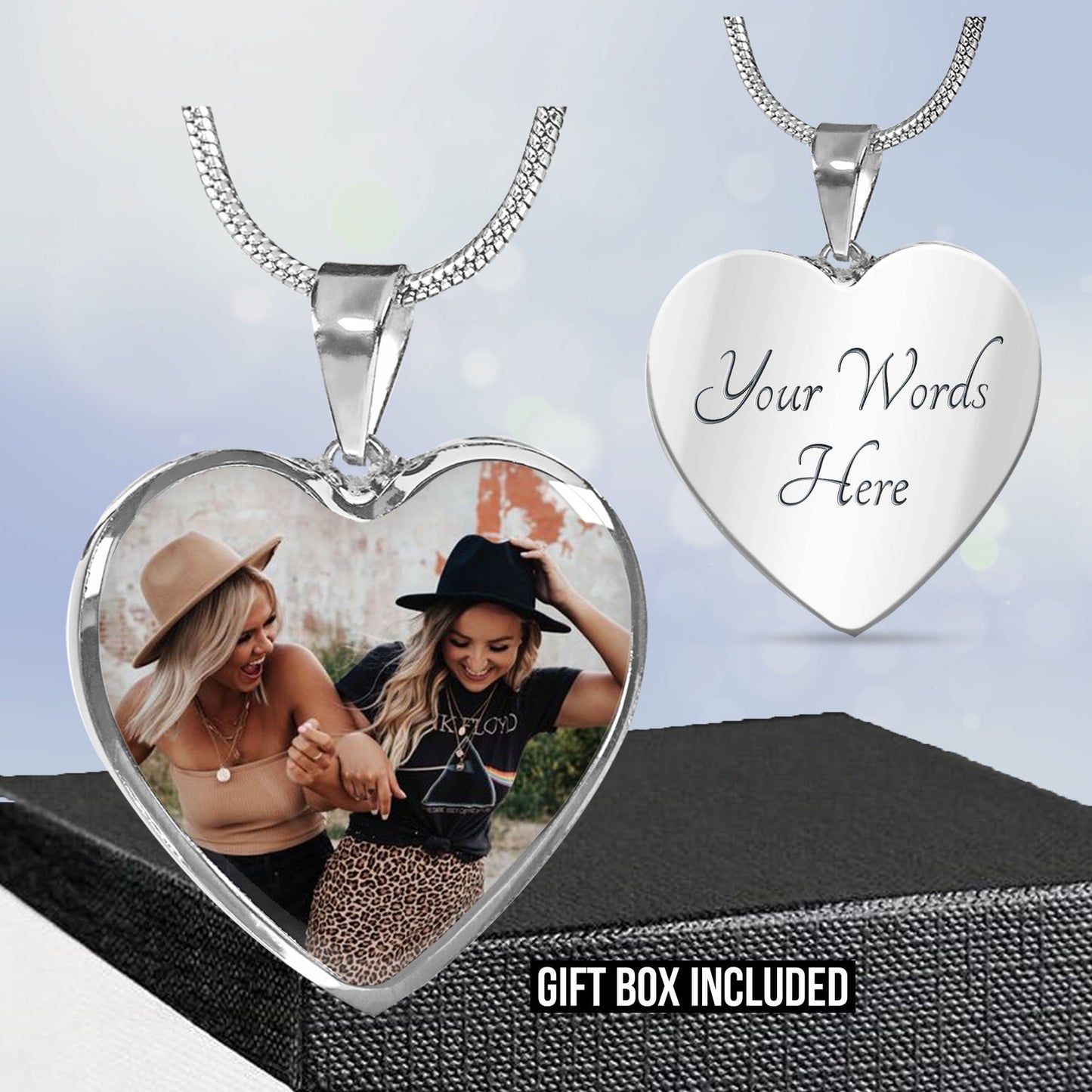 Custom Photo Heart Pendant Necklace